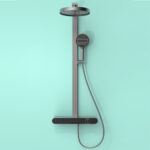 Brass household large shelf shower with lifting shower, large top spray hot and cold rain shower set LM2526