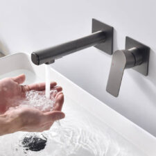 Brass bathroom concealed split basin faucet embedded in the wall toilet hot and cold water faucet AM2511