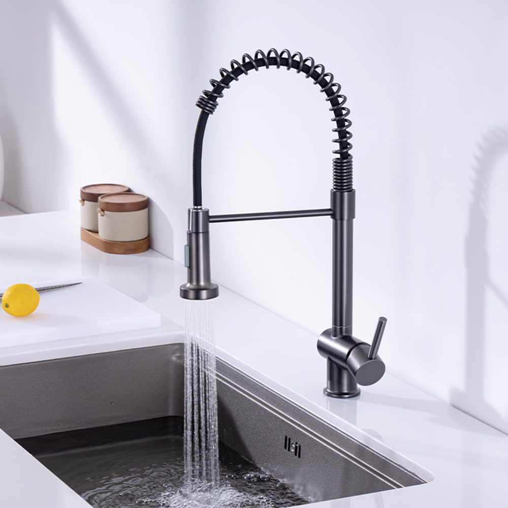 Gray spring faucet household sink sink hot and cold faucet kitchen sink CF2404
