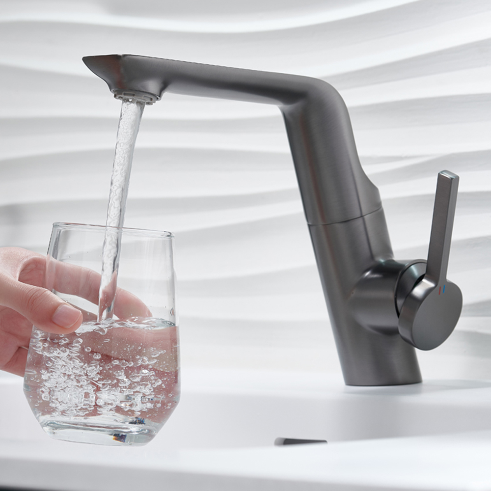 Brass washbasin faucet gun gray hot and cold household bathroom vanity rotatable faucet MT2511