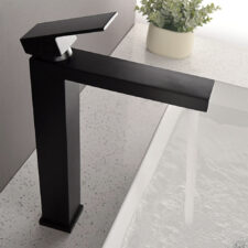 Electroplated black brass square basin faucet, high and low above counter basin, under counter basin, hot and cold water faucet MT1015