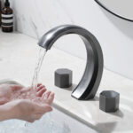 Light luxury simple bathroom bathroom cabinet split basin washbasin gun gray brass faucet MT2352