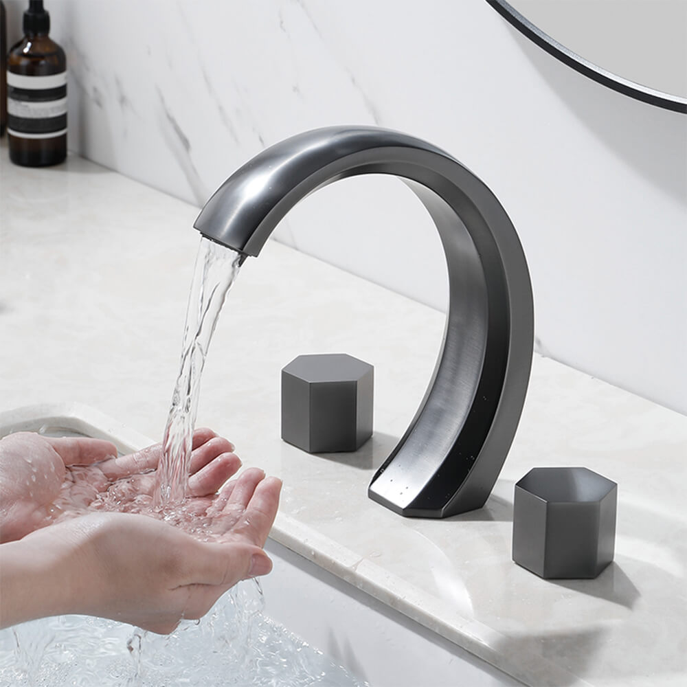 Light luxury simple bathroom bathroom cabinet split basin washbasin gun gray brass faucet MT2352