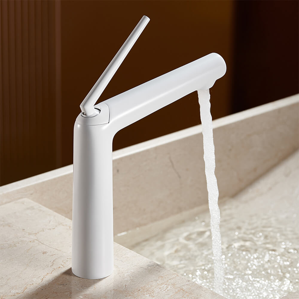 Brass milky white basin faucet household hotel engineering bathroom toilet bath cabinet single hole faucet MT2510
