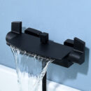 surface mounted brass black cylinder side bathtub faucet, wall mounted shower, hot and cold mixed water waterfall faucet zy2002