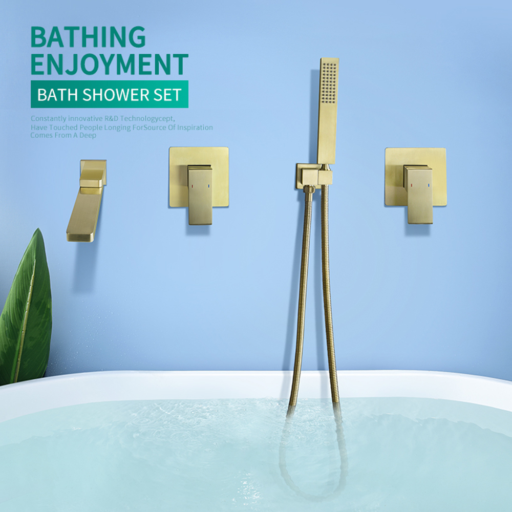 Concealed brass household in-wall bathtub faucet, cylinder-side faucet, simple shower set AL3008