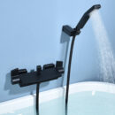 surface mounted brass black cylinder side bathtub faucet, wall mounted shower, hot and cold mixed water waterfall faucet zy2002