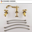 antique retro double handle three hole split basin faucet copper gold wash basin with extended mouth faucet ft1004