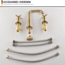 brushed gold antique split basin faucet, double handle, three hole copper cross handle washbasin faucet ft1003