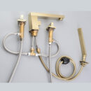 square brass golden bathtub faucet with hand held shower, rotatable bathtub side faucet, four piece set yg1010