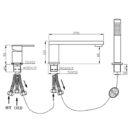 square brass golden bathtub faucet with hand held shower, rotatable bathtub side faucet, four piece set yg1010