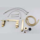 square brass golden bathtub faucet with hand held shower, rotatable bathtub side faucet, four piece set yg1010