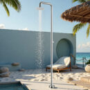stainless steel outdoor floor to ceiling shower, vertical swimming pool shower column, beach courtyard shower set hw1045b