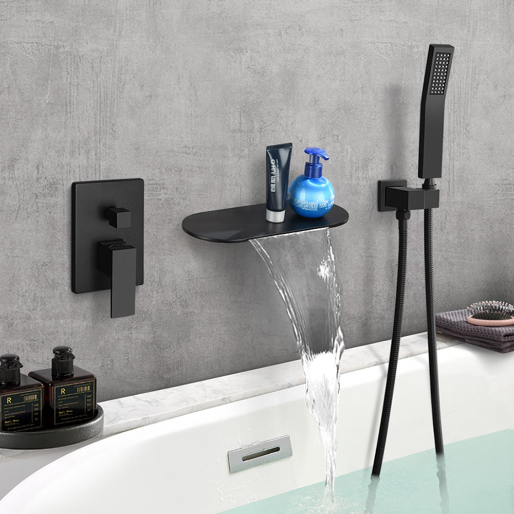 Concealed brass black waterfall bathtub faucet cylinder-side household hot and cold shower faucet AL1063