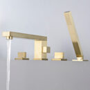 square brass golden bathtub faucet with hand held shower, rotatable bathtub side faucet, four piece set yg1010