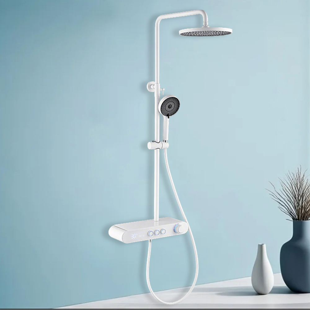 Bathroom gun ash stackable shower intelligent digital display shower set household hot and cold lifting shower LM2515