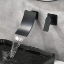 european style copper black embedded wall waterfall concealed hotel household hot and cold washbasin faucet am1027
