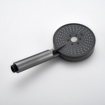 gray brass shower set, wall mounted, lifting, multi function hot and cold rain shower, big top spray lm2522