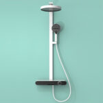 Brass household large shelf shower with lifting shower, large top spray hot and cold rain shower set LM2526