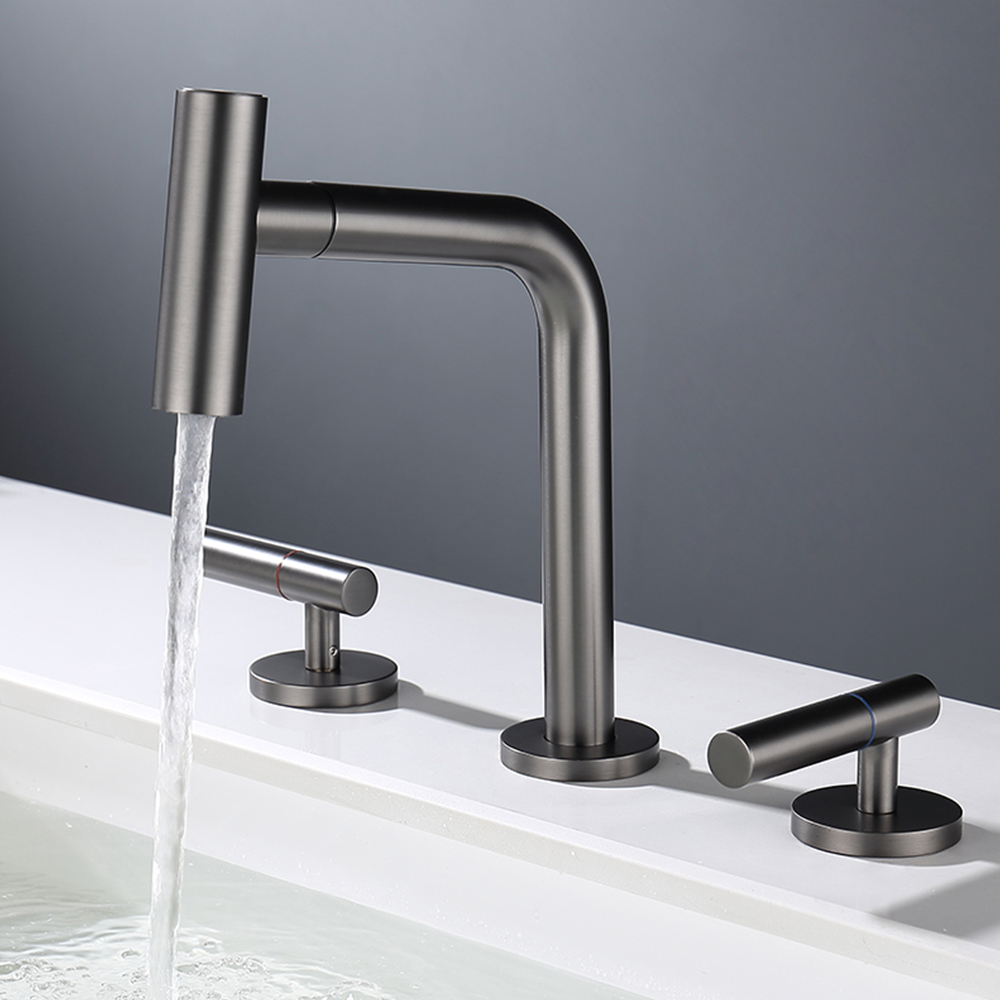 Brass split pumping basin faucet bathroom cabinet hot and cold dual-control wash basin faucet FT2505