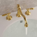 antique retro double handle three hole split basin faucet copper gold wash basin with extended mouth faucet ft1004
