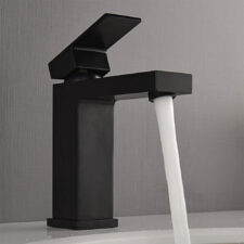 Electroplated black brass square basin faucet, high and low above counter basin, under counter basin, hot and cold water faucet MT1015