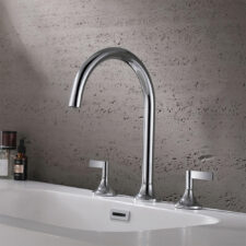 Brass three-hole basin faucet split double-handle bathroom basin silver hot and cold household faucet MT2408