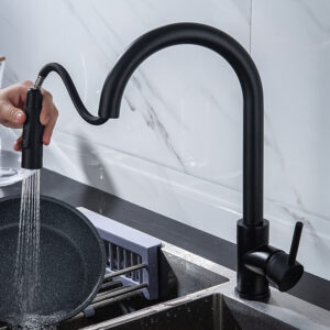 brass hot and cold pull out kitchen faucet black rotating sink sink sink faucet ct2006