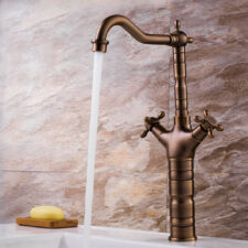 European-style brass antique basin villa hotel household hot and cold dual-control washbasin wash basin faucet MT2345