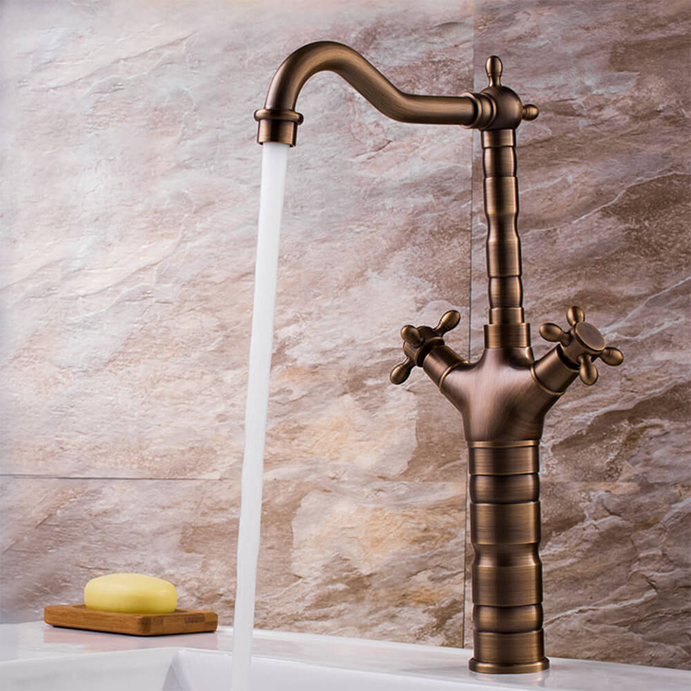 European-style brass antique basin villa hotel household hot and cold dual-control washbasin wash basin faucet MT2345