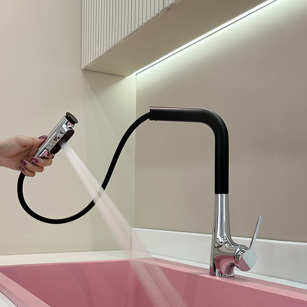 Kitchen faucet hot and cold sink sink universal telescopic household pull-out faucet rotatable CF2504