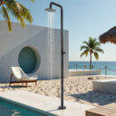 stainless steel outdoor floor to ceiling shower, vertical swimming pool shower column, beach courtyard shower set hw1045b