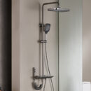 milky white copper piano button shower set bathroom multi function digital display constant temperature outlet shower lm2523