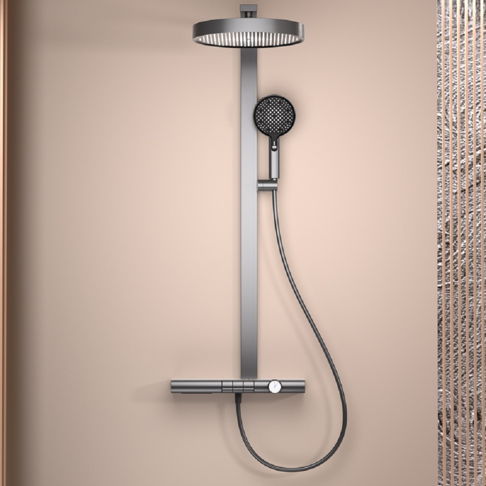 Brass wall-mounted large shelf piano button shower set cold tropical top spray shower LM2530