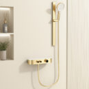 brass bathroom simple shower set with shelf can be raised and lowered hot and cold rain shower faucet zy2502
