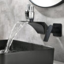 european style copper black embedded wall waterfall concealed hotel household hot and cold washbasin faucet am1027