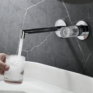 Brass chrome dark gray wall-mounted basin faucet bathroom simple hot and cold basin faucet AM2507