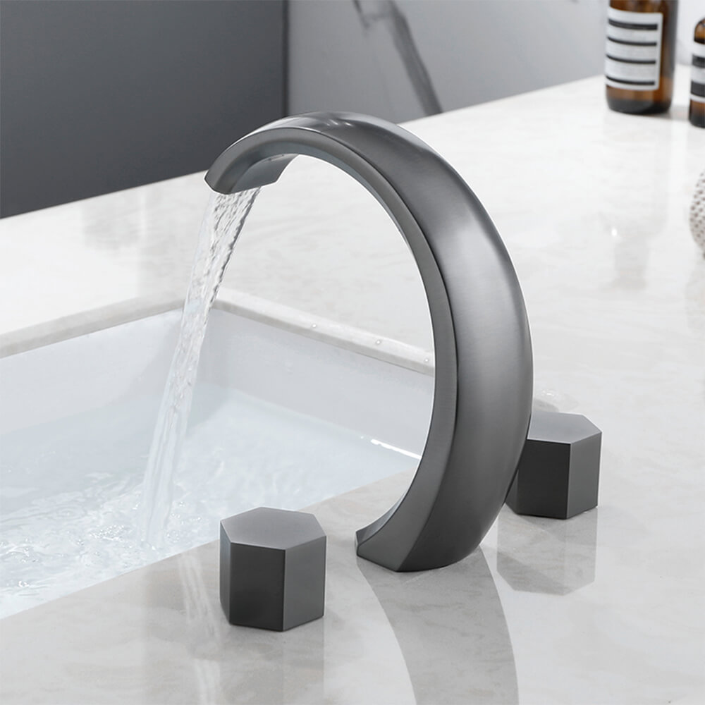 Light luxury simple bathroom bathroom cabinet split basin washbasin gun gray brass faucet MT2352