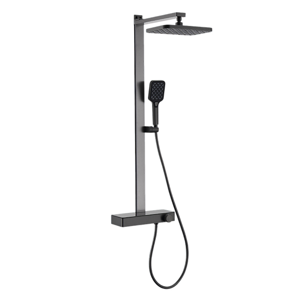Square tube shower against the wall