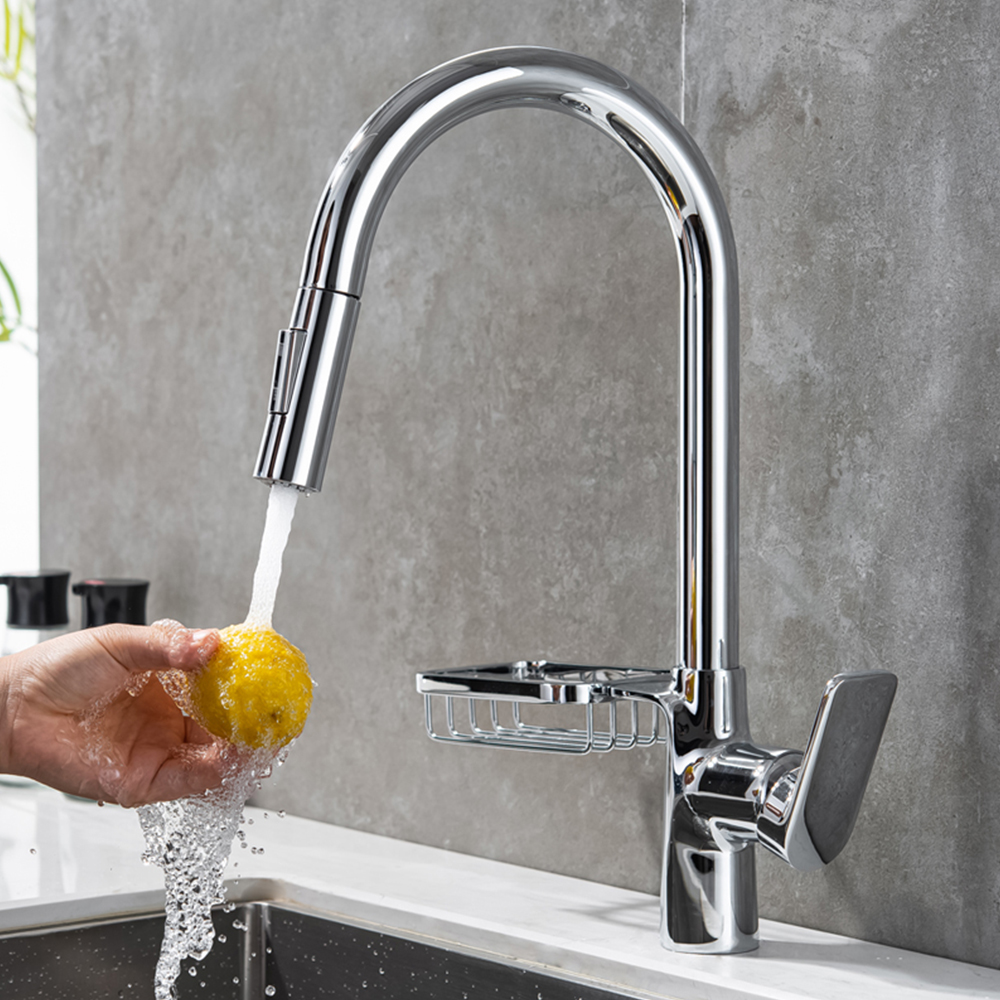 Pull-out faucet kitchen household brass hot and cold sink retractable sink sink faucet CT2009