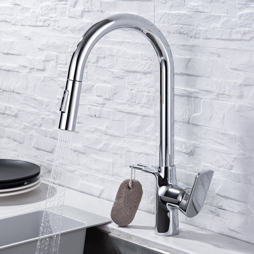 Brass black household faucet retractable hot and cold water kitchen sink kitchen pull-out faucet CT2010