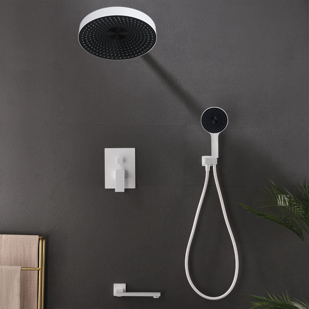 All copper hot melt concealed shower set gun ash embedded hot and cold mixing valve bathroom shower AL2314B