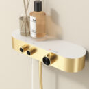 brass bathroom simple shower set with shelf can be raised and lowered hot and cold rain shower faucet zy2502