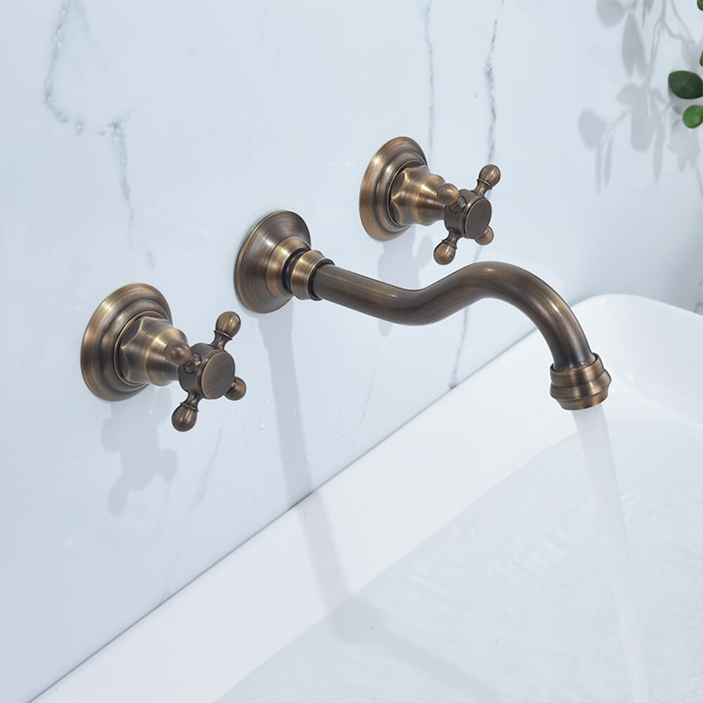 Brass concealed split double handle basin faucet in wall hot and cold concealed wall outlet faucet AM1025