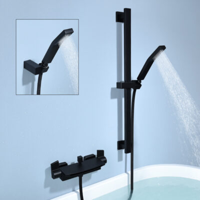 surface mounted brass black cylinder side bathtub faucet, wall mounted shower, hot and cold mixed water waterfall faucet zy2002