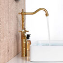european style brass antique basin villa hotel household hot and cold dual control washbasin wash basin faucet mt2345