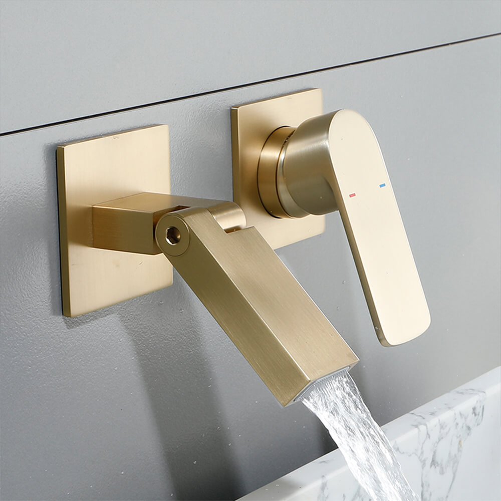 Concealed wall-mounted bathroom basin faucet embedded copper hot and cold mixing valve gun ash faucet AM2401