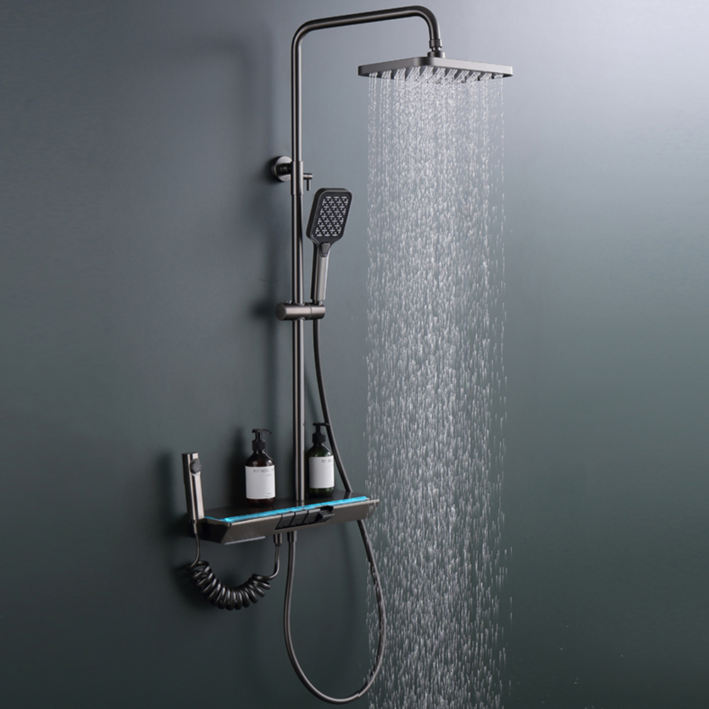 Gun gray shower set simple split toilet bathroom hot and cold shower shower head LM2516