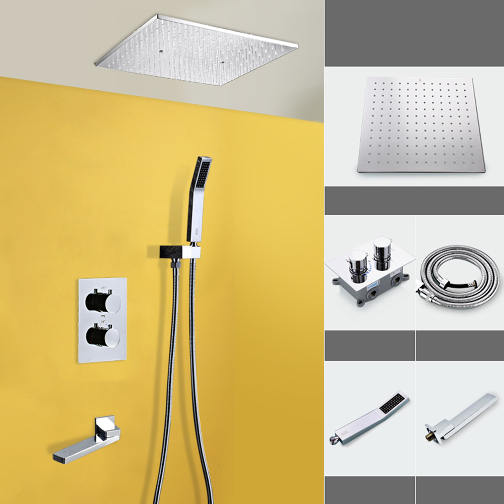 Chrome thermostatic shower
