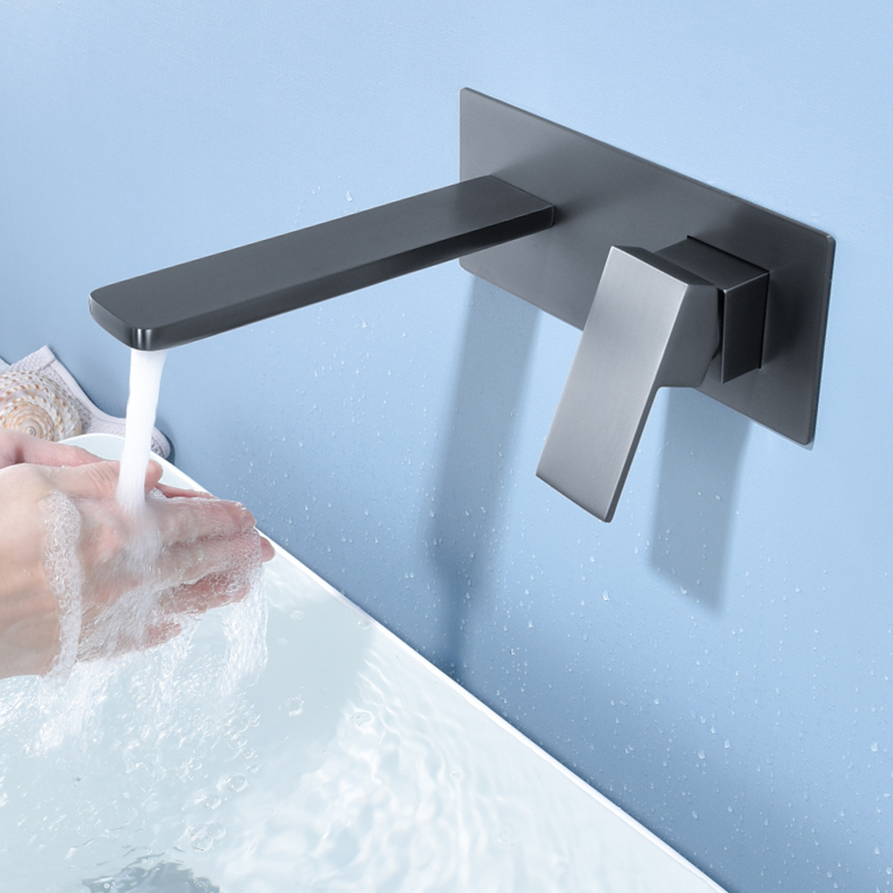 European-style brass concealed embedded wall-mounted above counter basin washbasin basin wall outlet hot and cold water faucet black AM1030